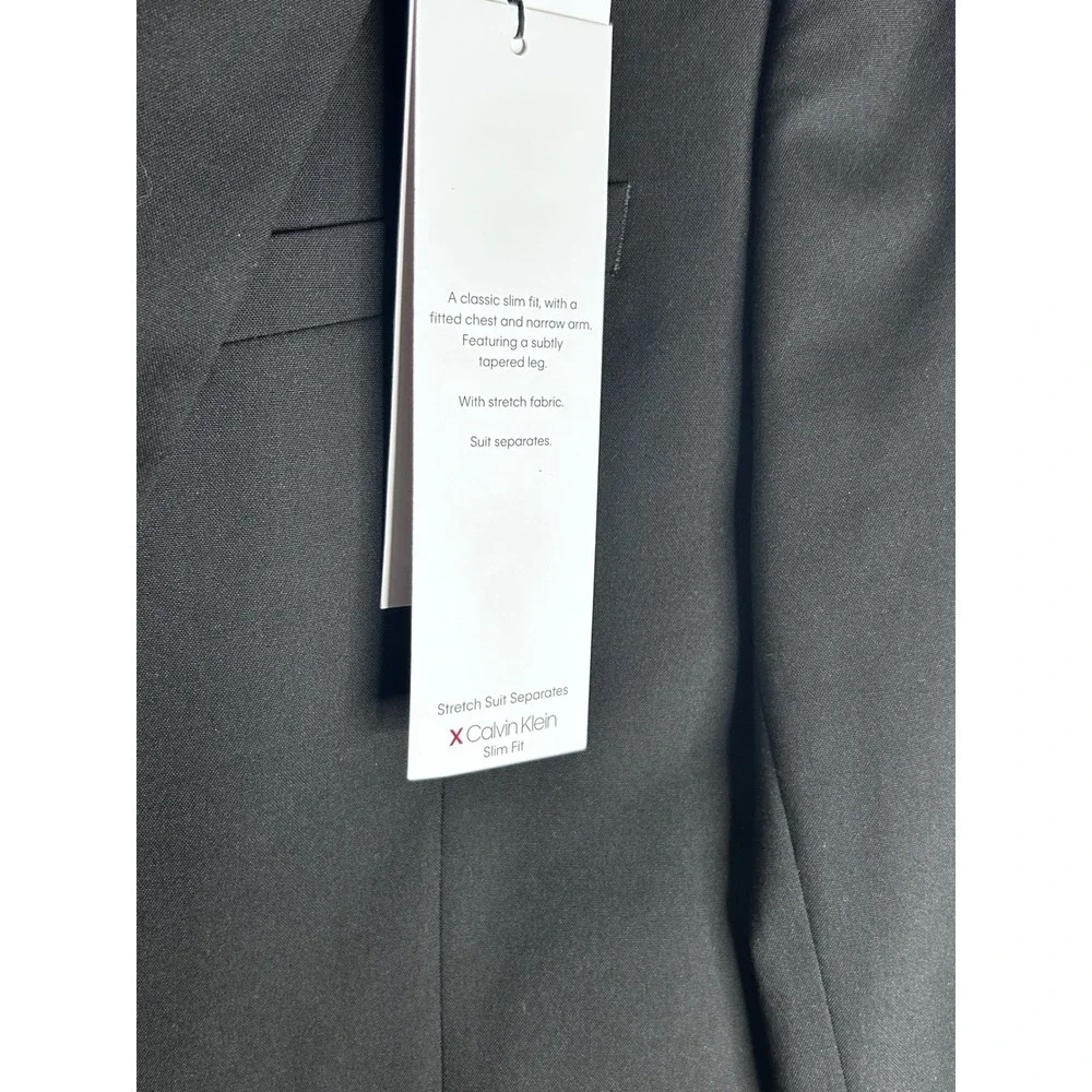 NWT. Calvin Klein X Slim Fit Stretch Suit Separate Blazer Black 44R MLBI17SWX087
